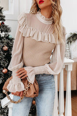 Sunny Day Chic Ruffle Trim Knit Top