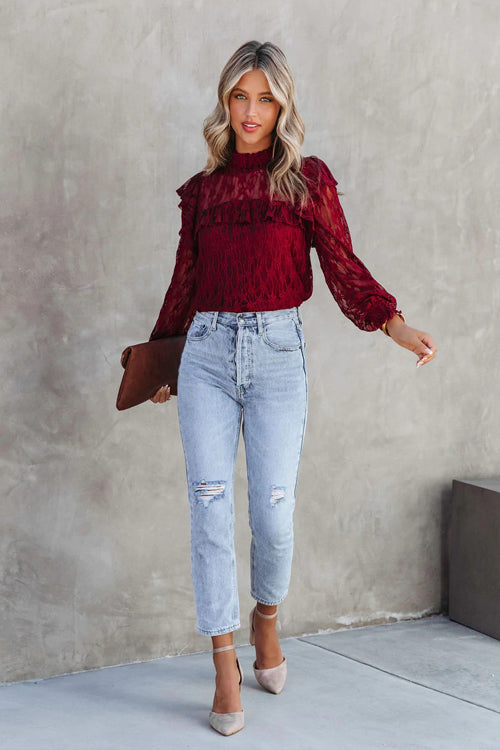 Couldn't Be Better Lace Ruffled Top