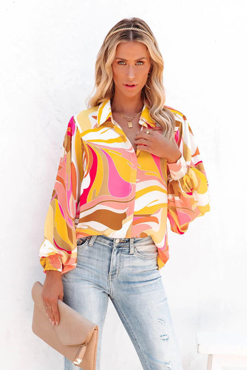 Getting Glam Printed Statement Sleeve Top