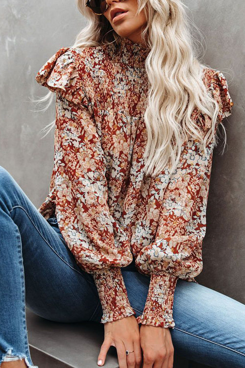 Sipping On Love Printed Smocked Top