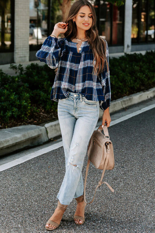 Weekend Moments Plaid Long Sleeve Top