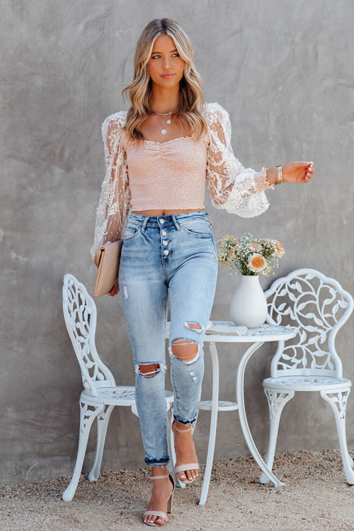 Picked For You Lace Embroidery Crop Top
