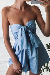 Denim Bowknot Romper