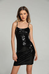 Adjustable Strap Backless Sequin Bodycon Mini Dress