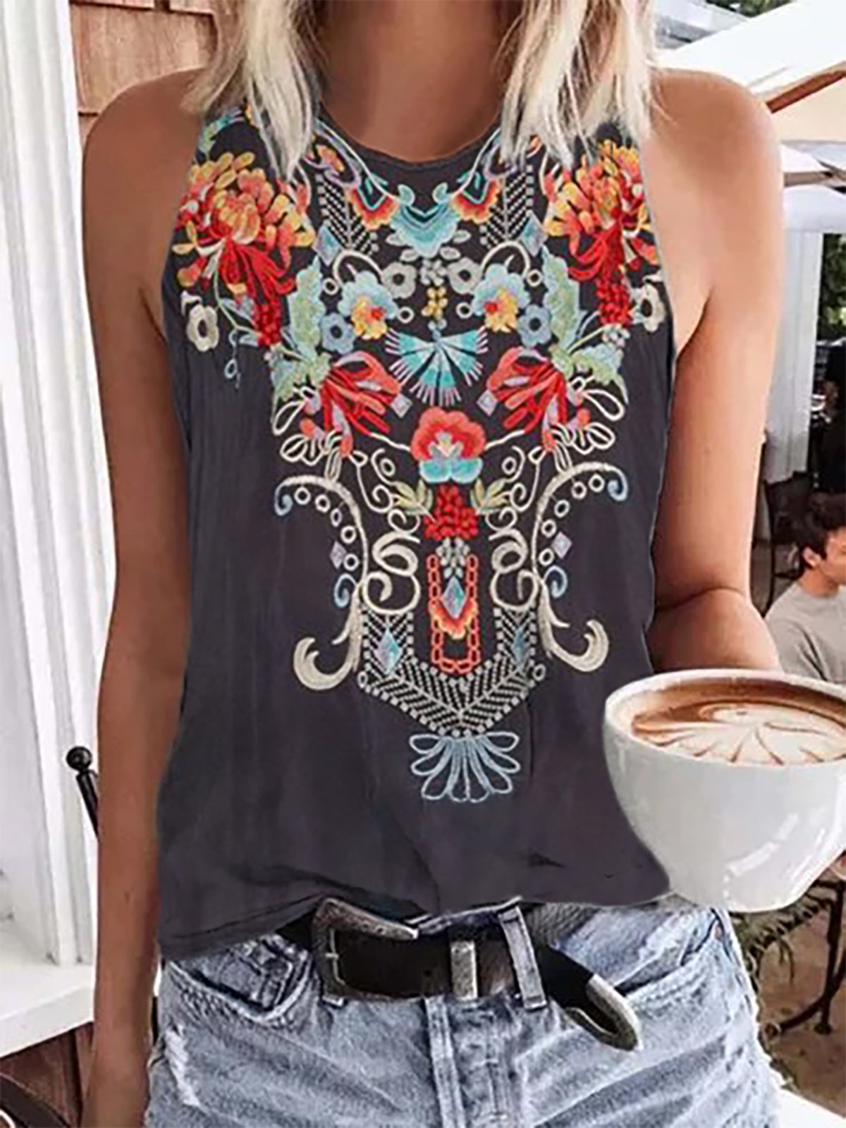 Plus size Sleeveless Boho Shirts & Tops