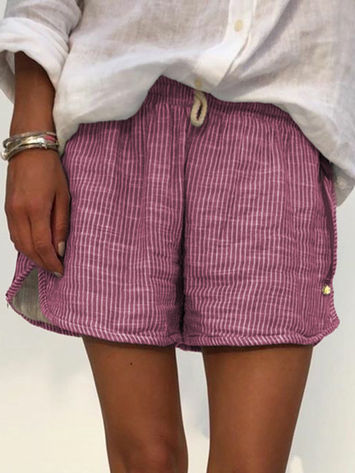 Plus Size Stripes Women Summer Pants Shorts