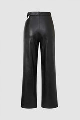 Faux Leather Cut Out Waist Pants