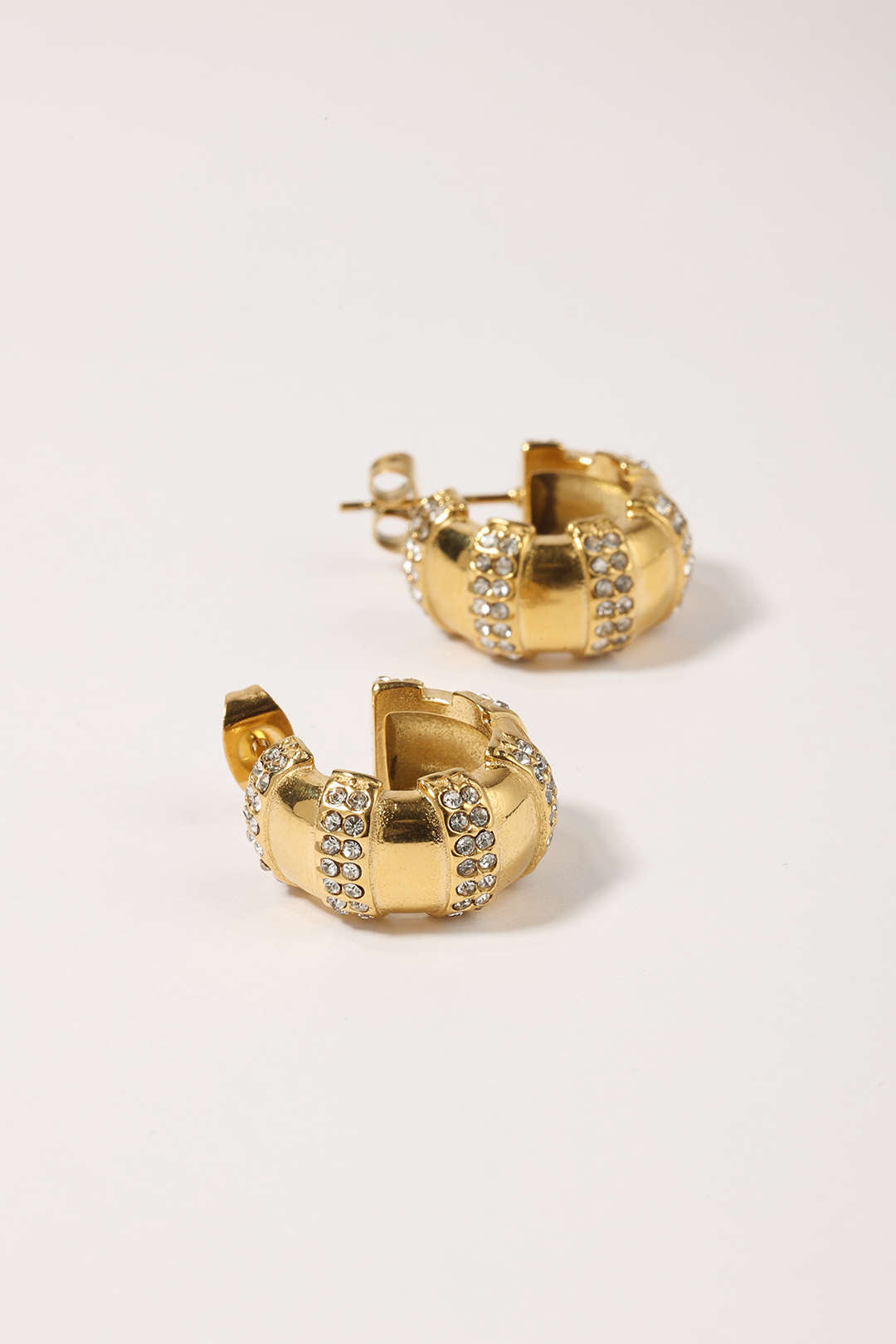 Gold Plated Rhinestone Hoop Earrings