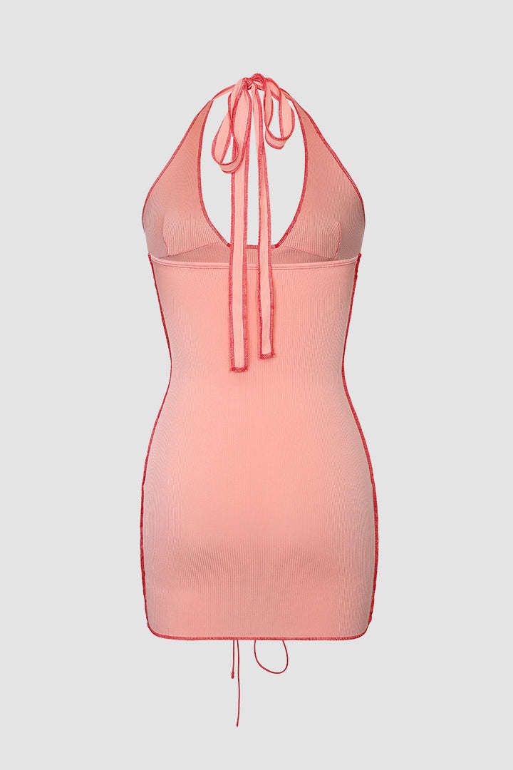 Halter Neck Seam Detail Mini Dress