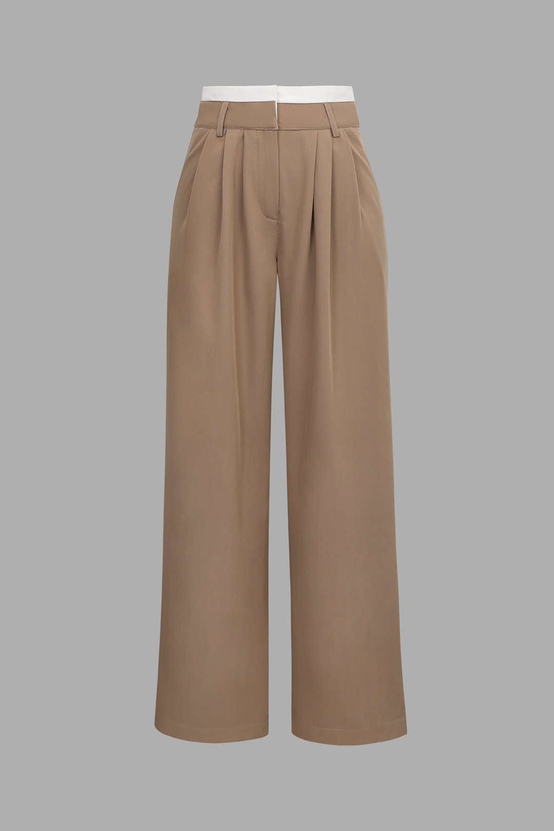 Contrast Waist Pleated Trousers