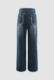 Frayed Seam Straight Jeans