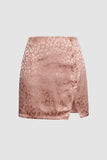 Jacquard Satin Buttons Down Mini Skirt
