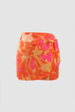 Floral Knot Side Wrap Mini Skirt