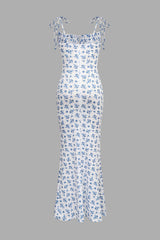 Floral Print Tie Strap Midi Dress