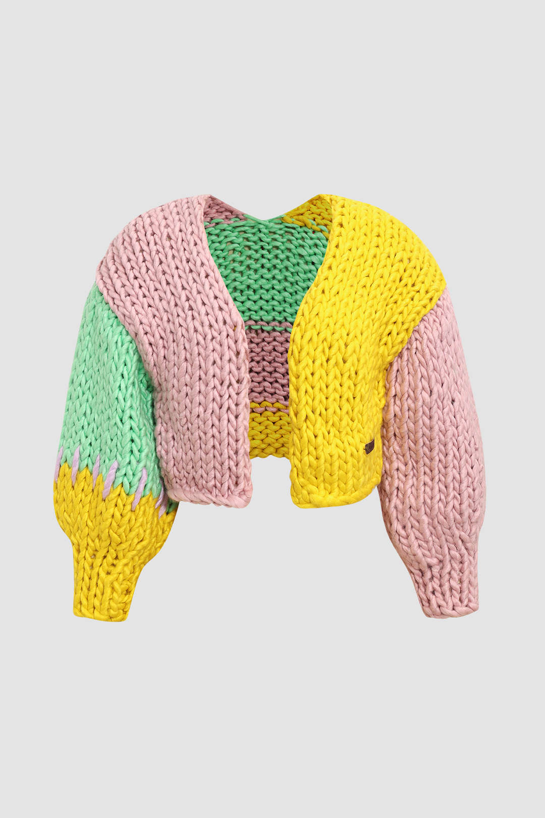 Color Block Chunky Knit Cardigan