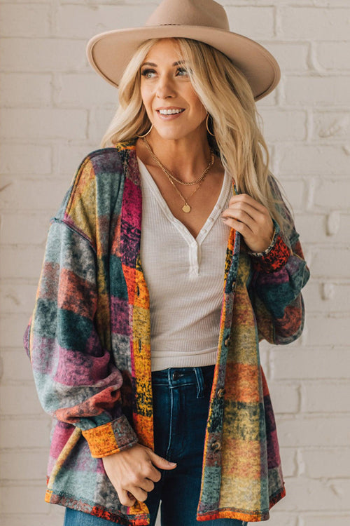 Sweetest Layer Colorful Plaid Long Sleeve Shacket