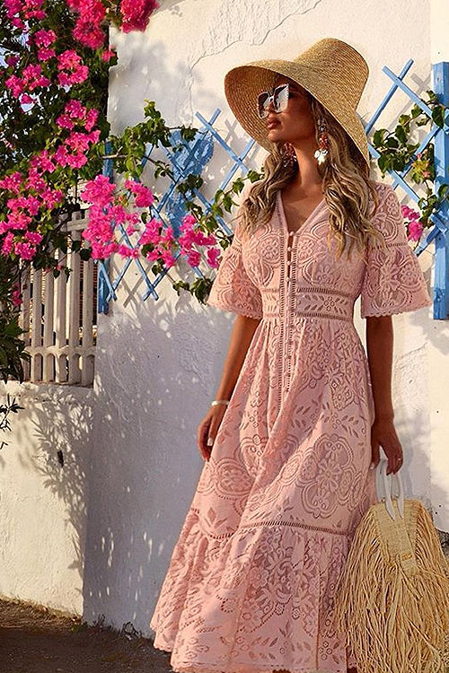 Spend Some Time Lace Midi Dress