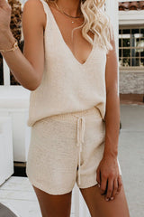 Wishing For You Beige V-Neck Knit Suit
