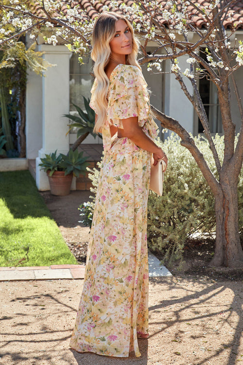 Feels Right Floral Print Backless Maxi Dress