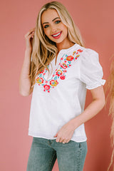 Babe Vibes Floral Embroidered Short Sleeve Top