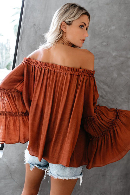 In the Breeze Ruffle Off Shoulder Shirt