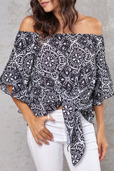 Style Spotting Off the Shoulder Print Top