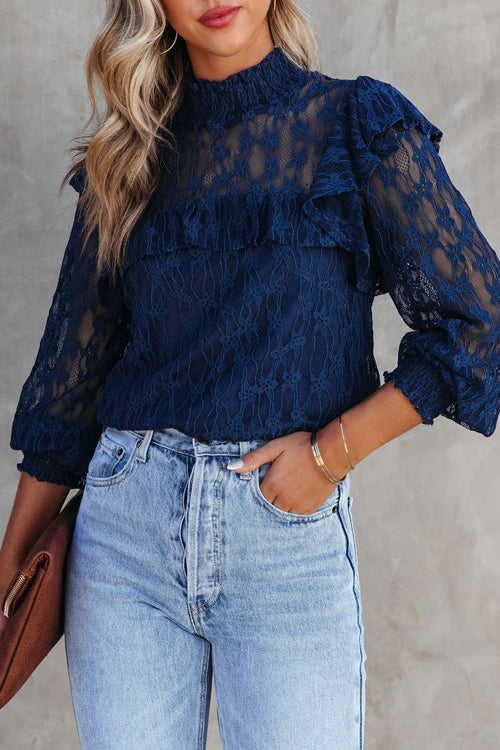 Couldn't Be Better Lace Ruffled Top