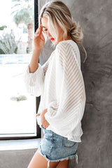 Chic Frills Balloon Sleeve Lace Top