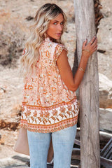 Out With You Lace Boho Print Top