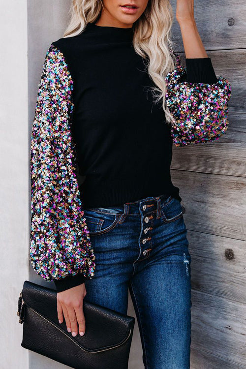 Holiday Ready Colorful Sequins Knit Top