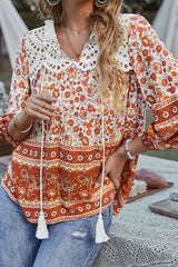 In The Summer Lace Boho Print Top