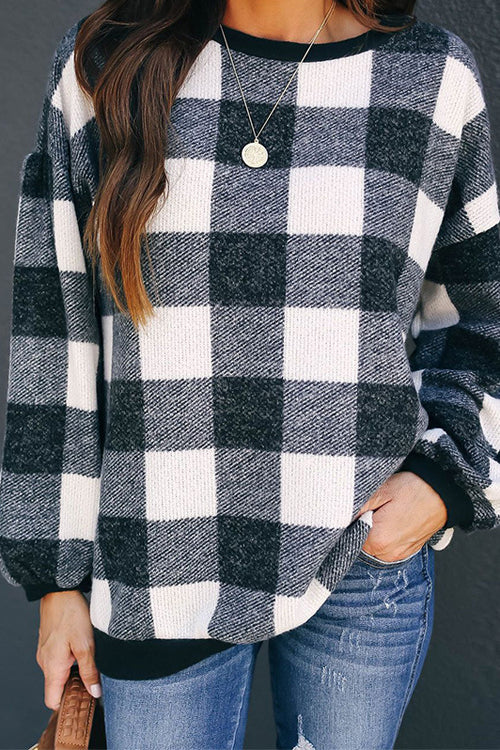 All at Once Gingham Long Sleeve Pullover