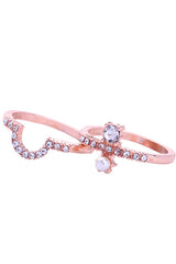 Rhinestone Heart Double Ring