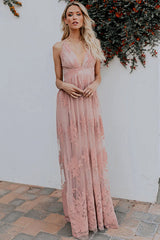 Angel in Disguise Lace Floral Backless Maxi Dress