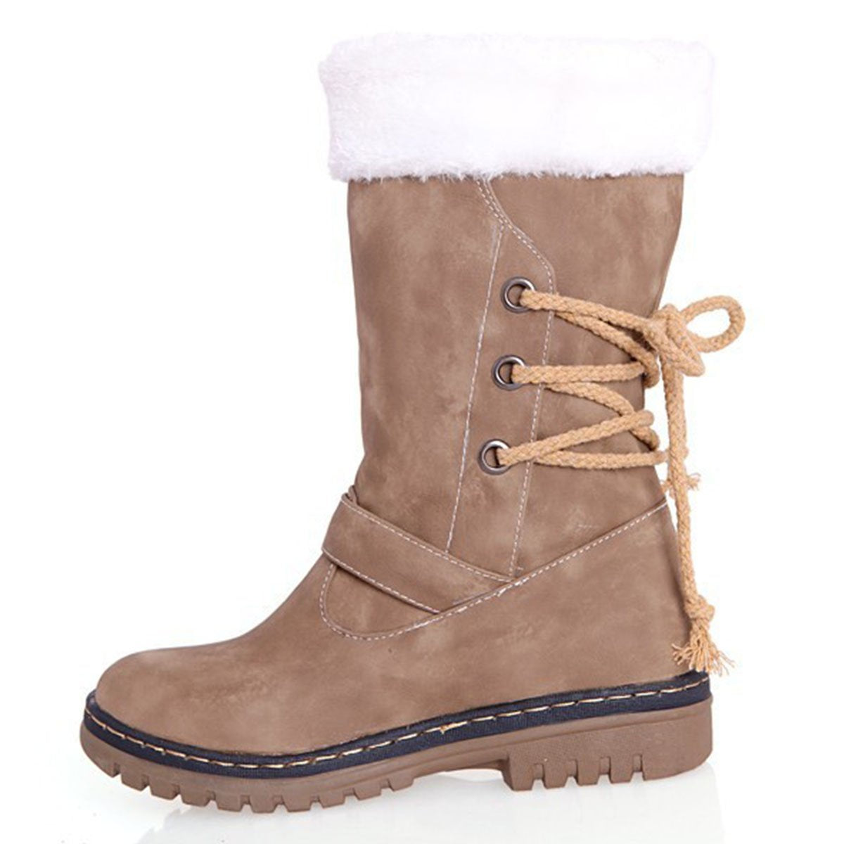 Plain Low Heeled Round Toe Date Woman Boots