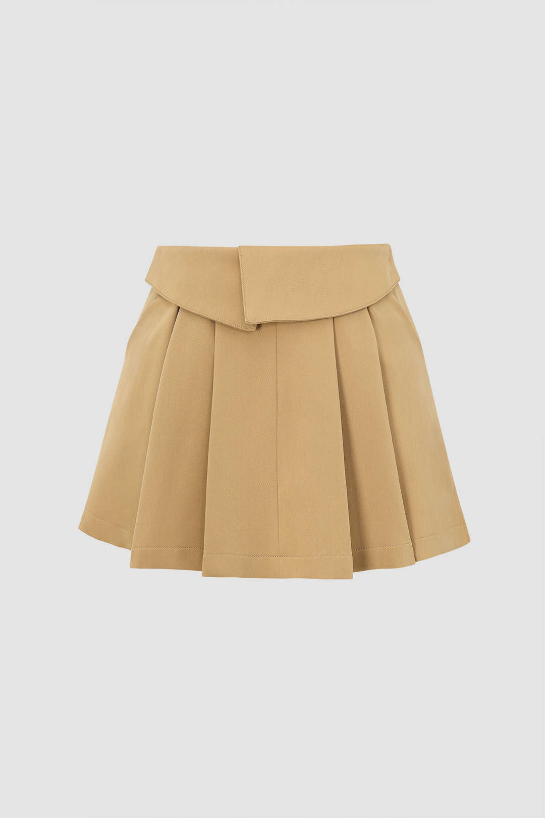 Foldover Waist Pleated Mini Skirt