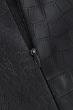 Croc-effect Leather Slit Mini Skirt