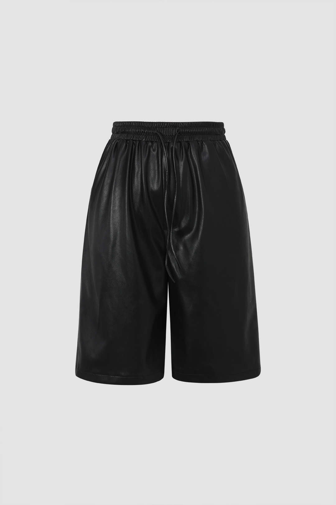 Drawstring Faux Leather Shorts