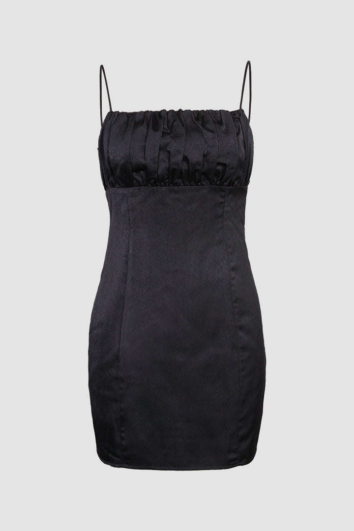 Black Satin Bodycon Dress