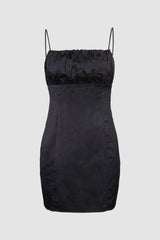 Black Satin Bodycon Dress