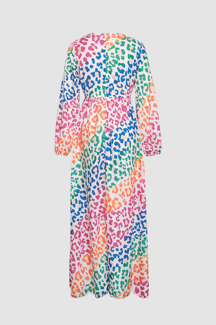 Colorful Leopard Print Maxi Dress