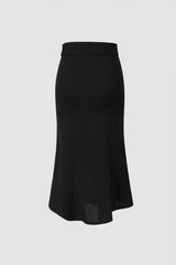 Asymmetric Hem Midi Skirt With Belt