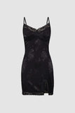 Jacquard Satin Lace Split Mini Dress