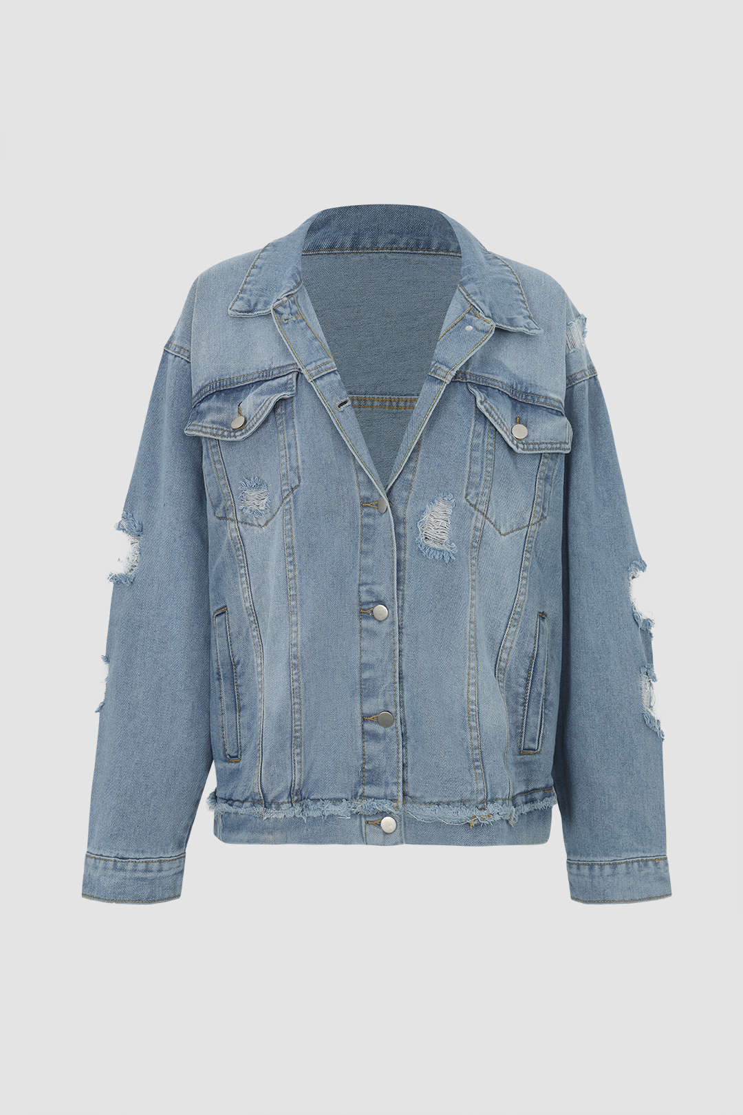 Destroyed Ripped Denim Jacket