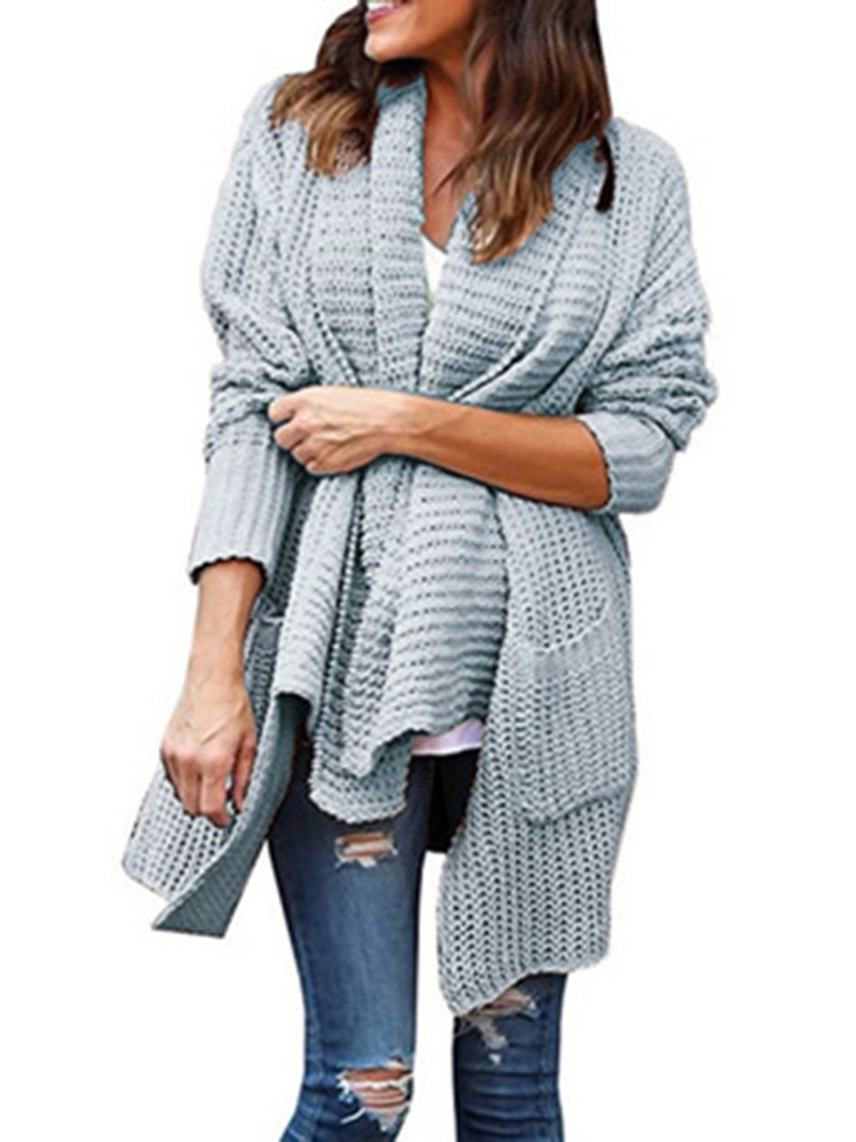 Pockets Shift Knitted Casual Sweater Cardigan