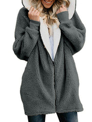 Plain Woman Fashion Hooded Zipper Daily Coats