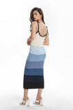 Color Block Knit Tie Strap Midi Dress