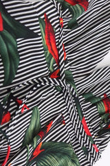 Stripe Print Backless Tie-waist Jumpsuit