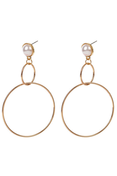 Pearl Hoop Charm Earings