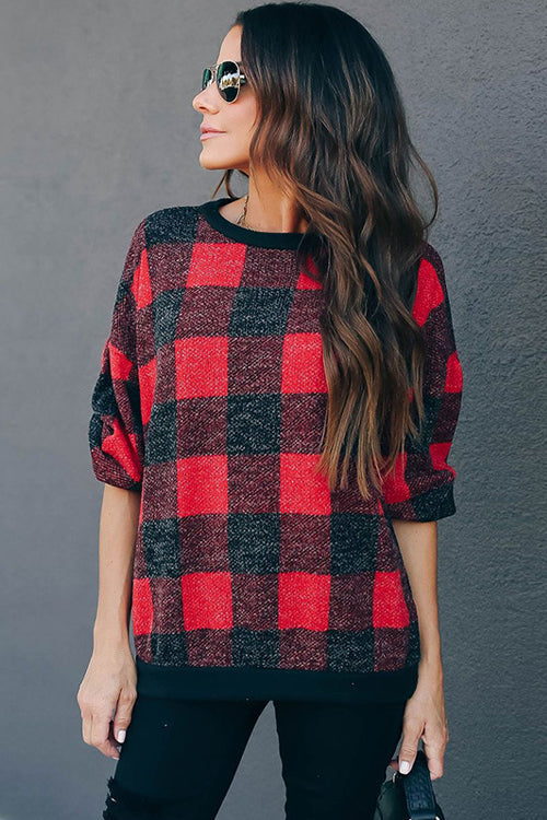 All at Once Gingham Long Sleeve Pullover